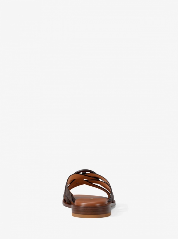 Michael Kors Erika Signature Logo and Leather Sandal