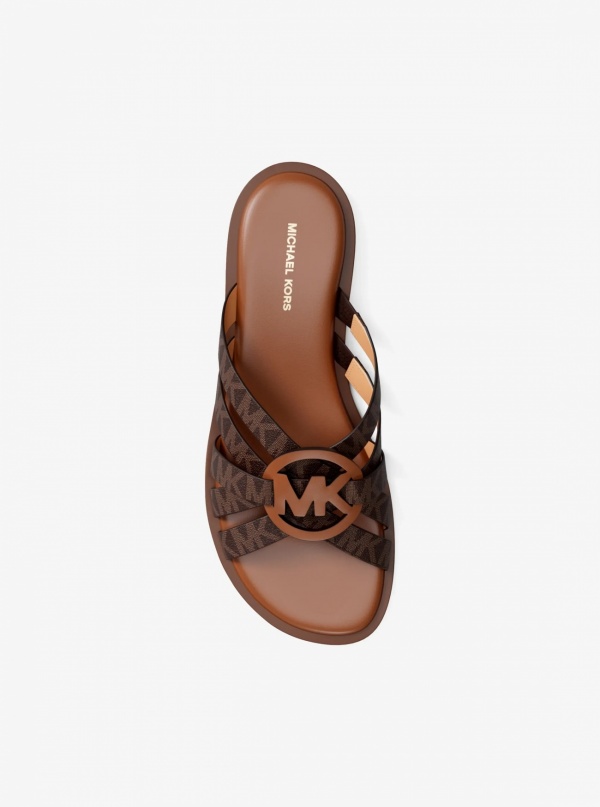 Michael Kors Erika Signature Logo and Leather Sandal