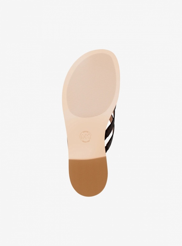 Michael Kors Erika Signature Logo and Leather Sandal