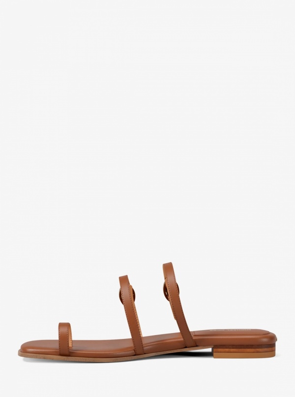 Michael Kors Kya Leather Flat Sandal