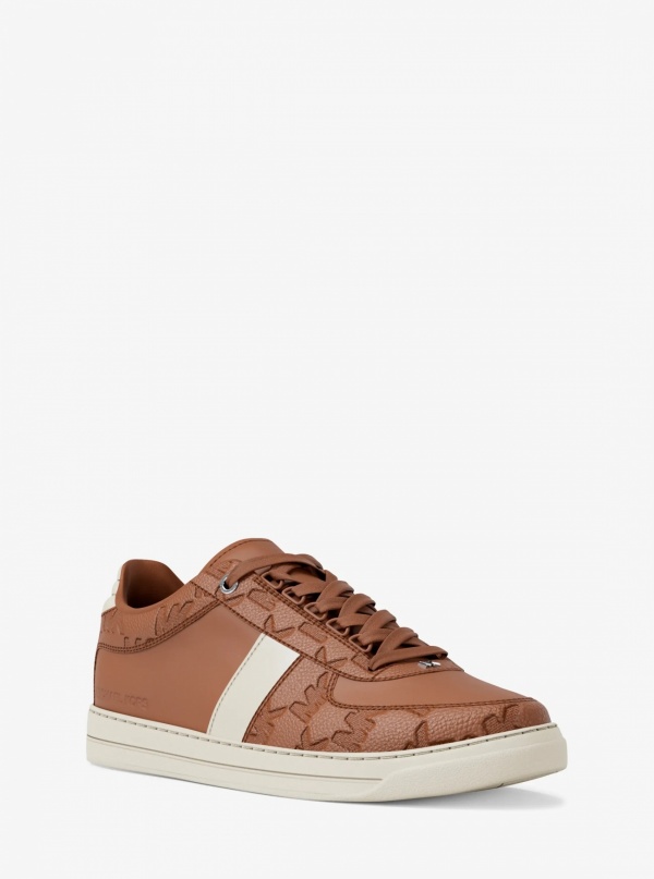 Michael Kors Mens Brady Logo Embossed Leather Sneaker