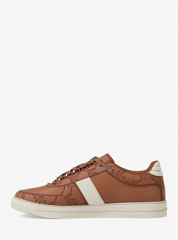 Michael Kors Mens Brady Logo Embossed Leather Sneaker