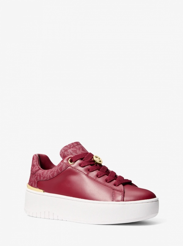 Michael Kors Dottie Leather and Signature Logo Sneaker
