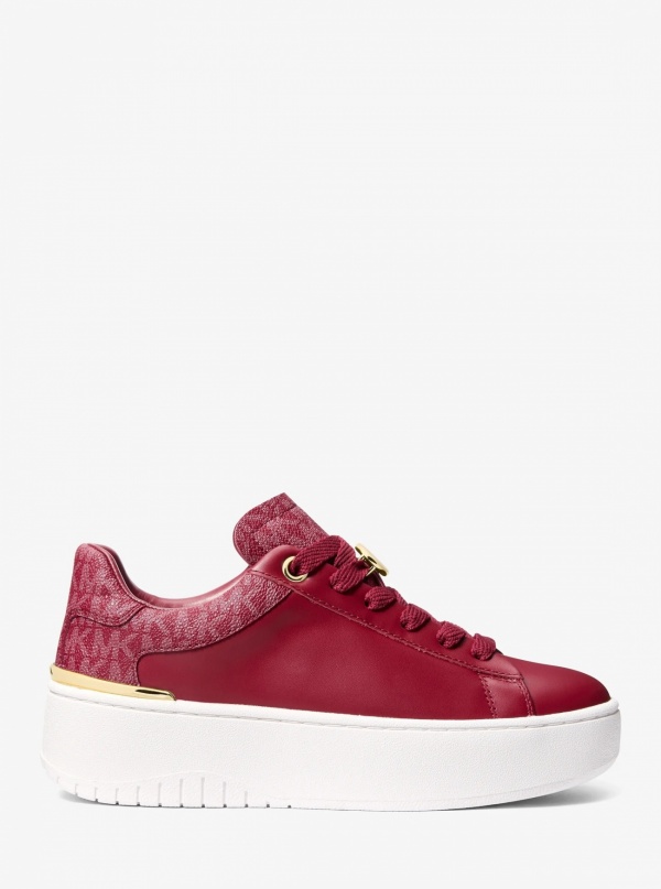 Michael Kors Dottie Leather and Signature Logo Sneaker