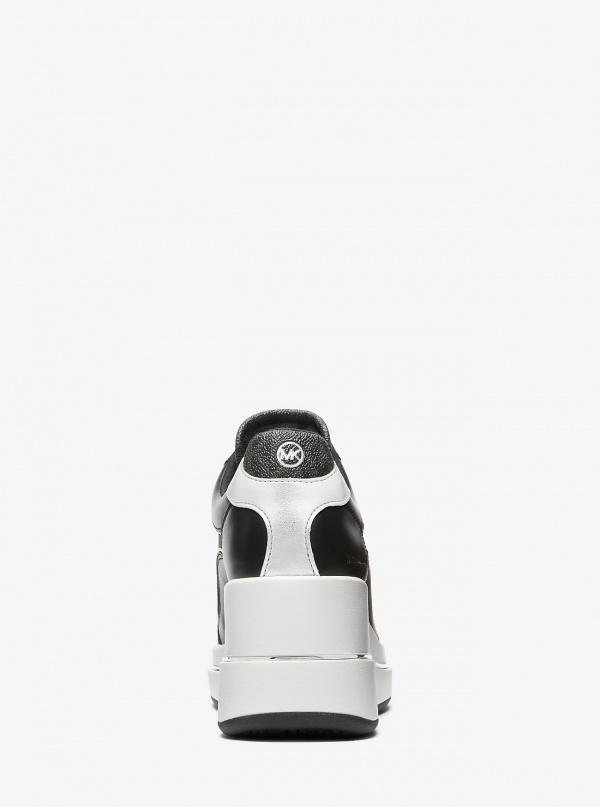 Michael Kors Emmy Signature Logo and Leather Wedge Trainer
