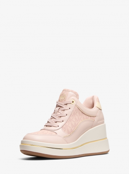 MICHAEL Michael Kors Emmy Signature Logo and Leather Wedge Trainer