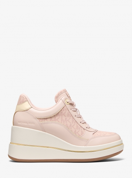 MICHAEL Michael Kors Emmy Signature Logo and Leather Wedge Trainer