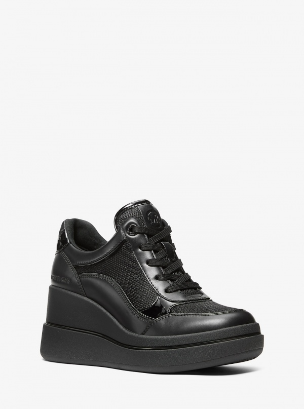 Michael Kors Emmy Leather and Mesh Wedge Trainer