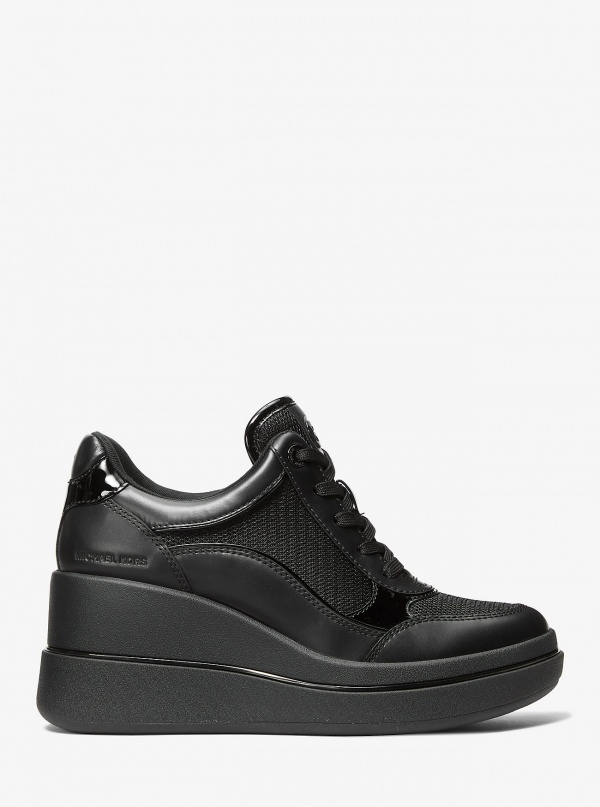 Michael Kors Emmy Leather and Mesh Wedge Trainer