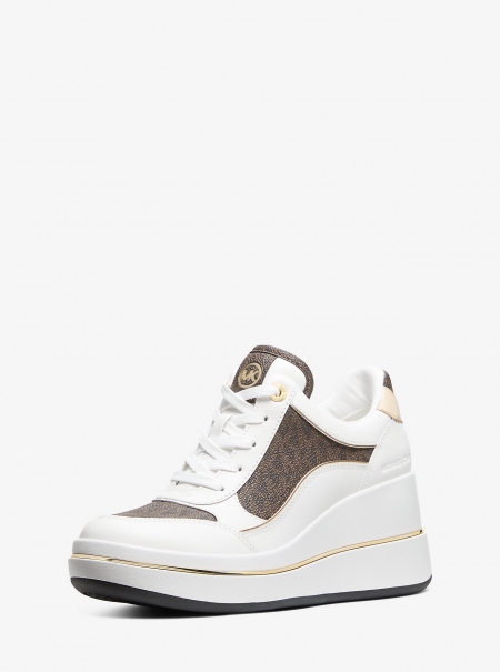 MICHAEL Michael Kors Emmy Signature Logo and Leather Wedge Trainer