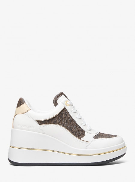 MICHAEL Michael Kors Emmy Signature Logo and Leather Wedge Trainer