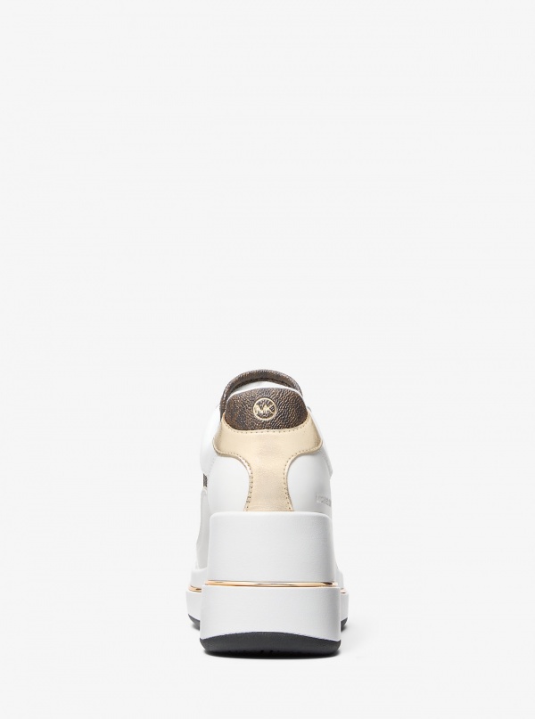 Michael Kors Emmy Signature Logo and Leather Wedge Trainer