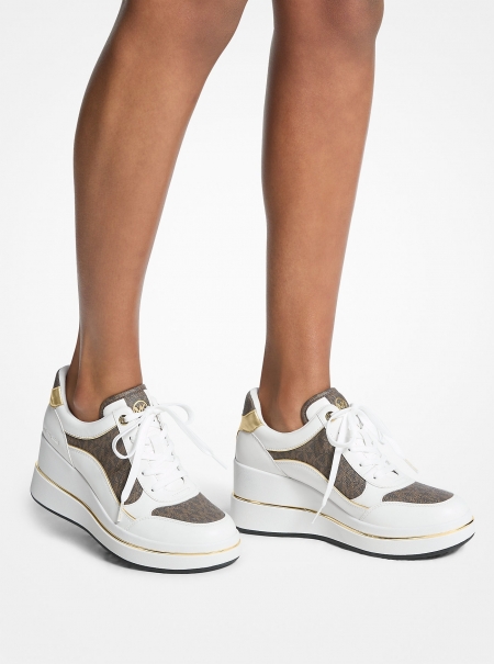 MICHAEL Michael Kors Emmy Signature Logo and Leather Wedge Trainer