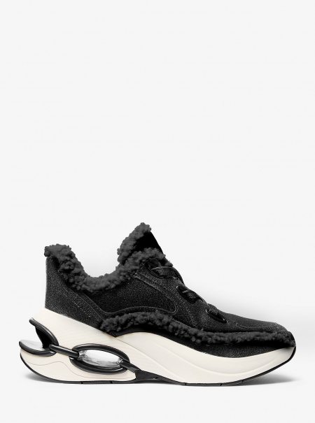 MICHAEL Michael Kors Toni Distressed Leather and Sherpa Trainer