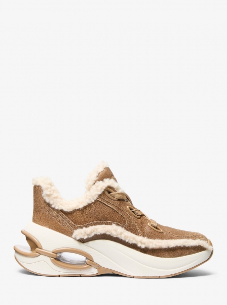 MICHAEL Michael Kors Toni Distressed Leather and Sherpa Trainer