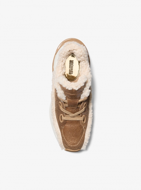 MICHAEL Michael Kors Toni Distressed Leather and Sherpa Trainer