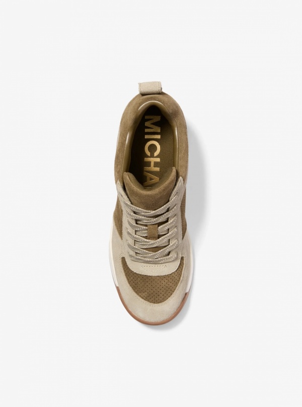 Michael Kors Nikko S2 Perforated Suede Wedge Trainer