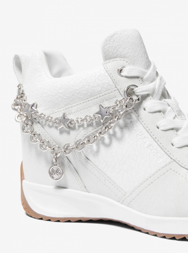 Michael Kors Nikko S2 Embellished Mixed-Media Wedge Trainer