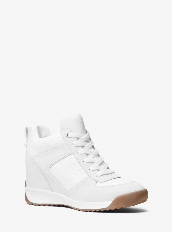 Michael Kors Nikko S2 Embellished Mixed-Media Wedge Trainer