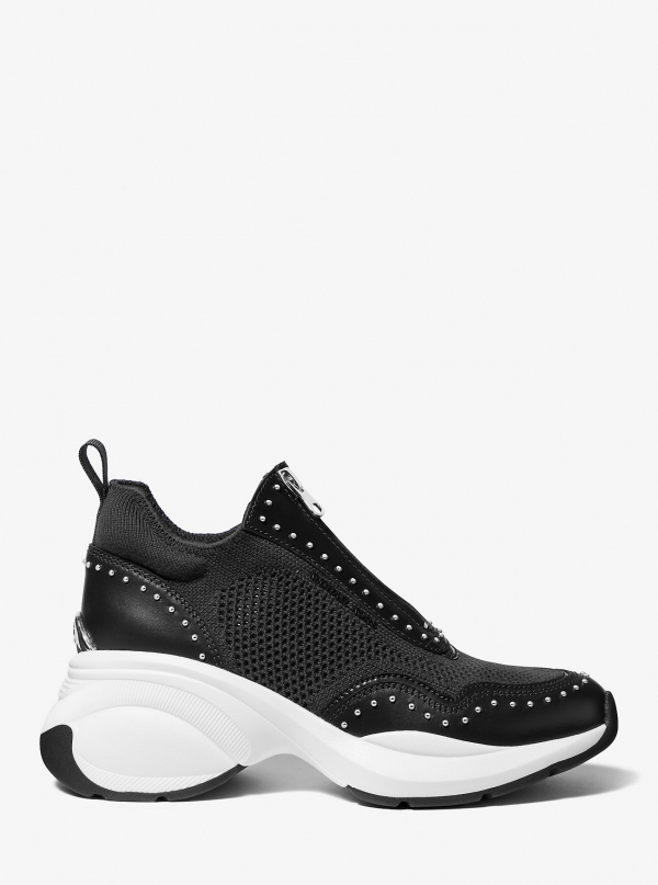 MICHAEL Michael Kors Zuma Studded Mixed-Media Trainer