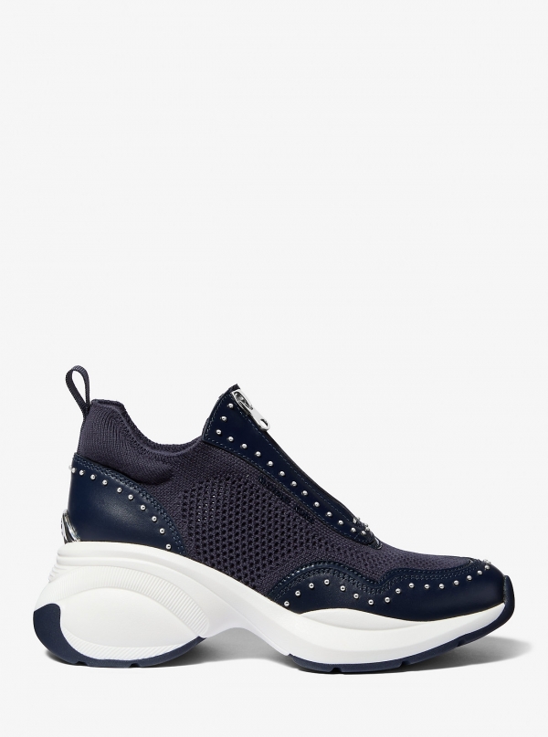MICHAEL Michael Kors Zuma Studded Mixed-Media Trainer