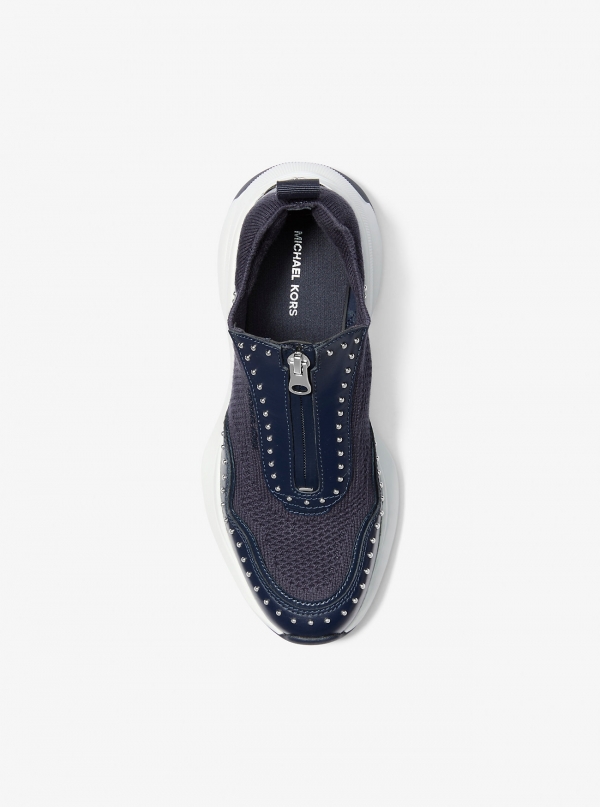 MICHAEL Michael Kors Zuma Studded Mixed-Media Trainer