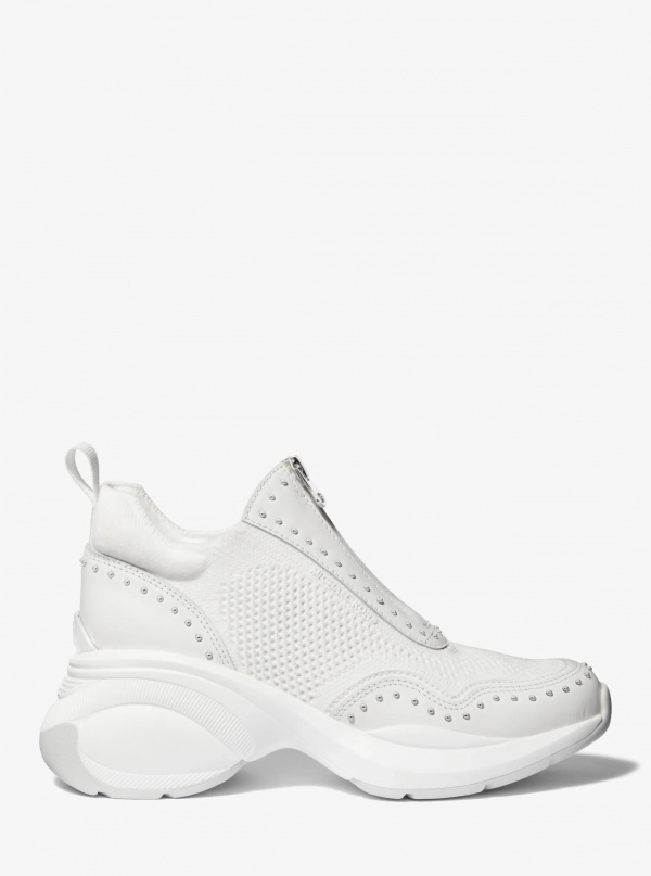 Michael Kors Zuma Studded Mixed-Media Trainer