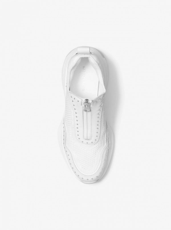 Michael Kors Zuma Studded Mixed-Media Trainer