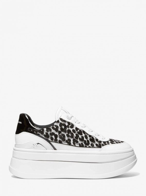 Michael Kors Hayes Leopard Print Calf Hair Platform Sneaker