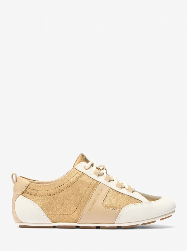 Michael Kors Keely Color-Block Metallic Leather Trainer