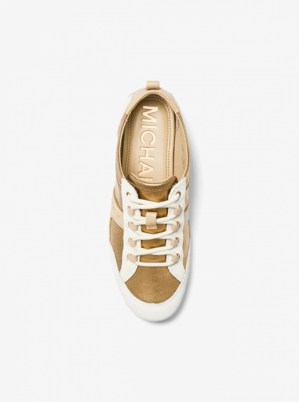 Michael Kors Keely Color-Block Metallic Leather Trainer