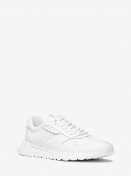 Michael Kors Mens Dax Pebbled Leather and Logo Trainer