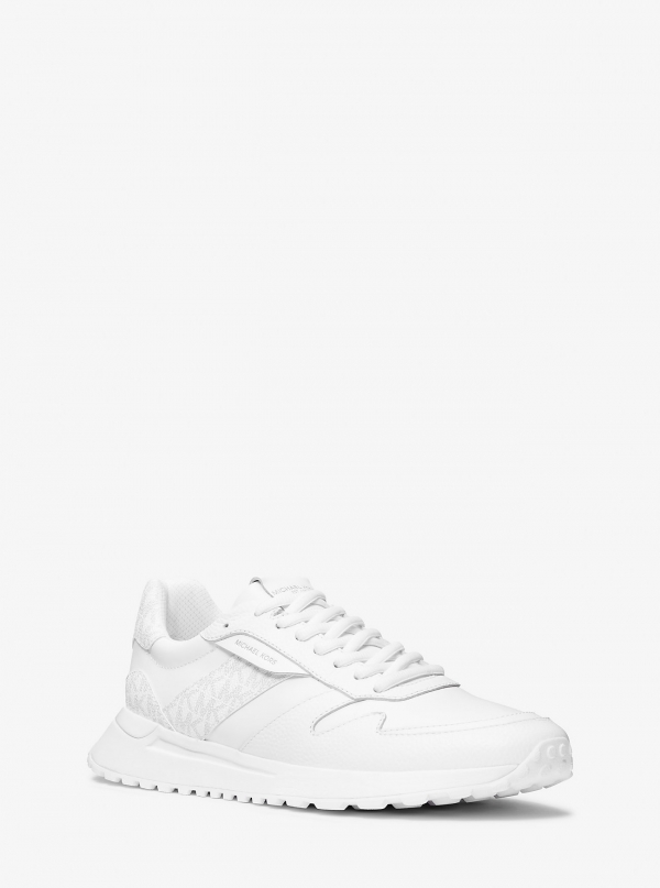 Michael Kors Mens Dax Pebbled Leather and Logo Trainer