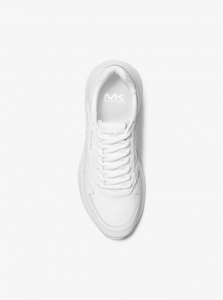 Michael Kors Mens Dax Pebbled Leather and Logo Trainer