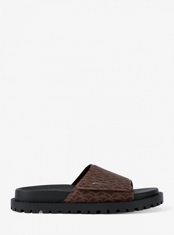 Michael Kors Mens Luka Signature Logo Slide Sandal