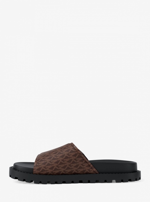 Michael Kors Mens Luka Signature Logo Slide Sandal