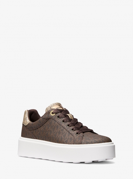 MICHAEL Michael Kors Romey Metallic Two-Tone Signature Logo Platform Sneaker