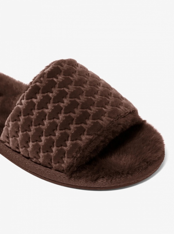 Alexis Logo Debossed Velvet Slide Sandal