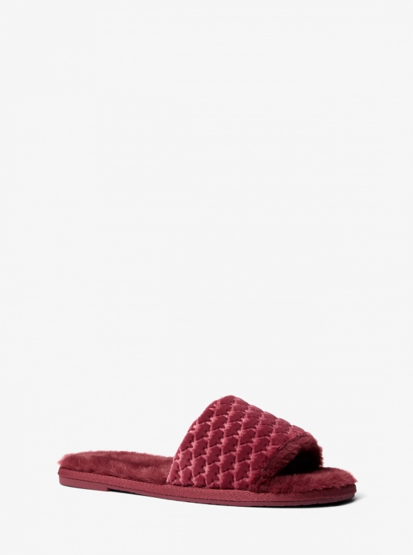 Alexis Logo Debossed Velvet Slide Sandal