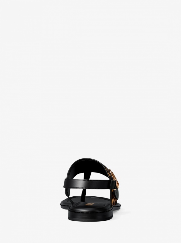 Carmen Cheetah Print Calf Hair Thong Sandal
