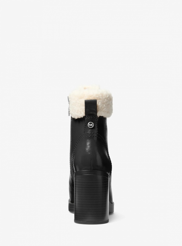 Lacy Faux Shearling Block Heel Boot