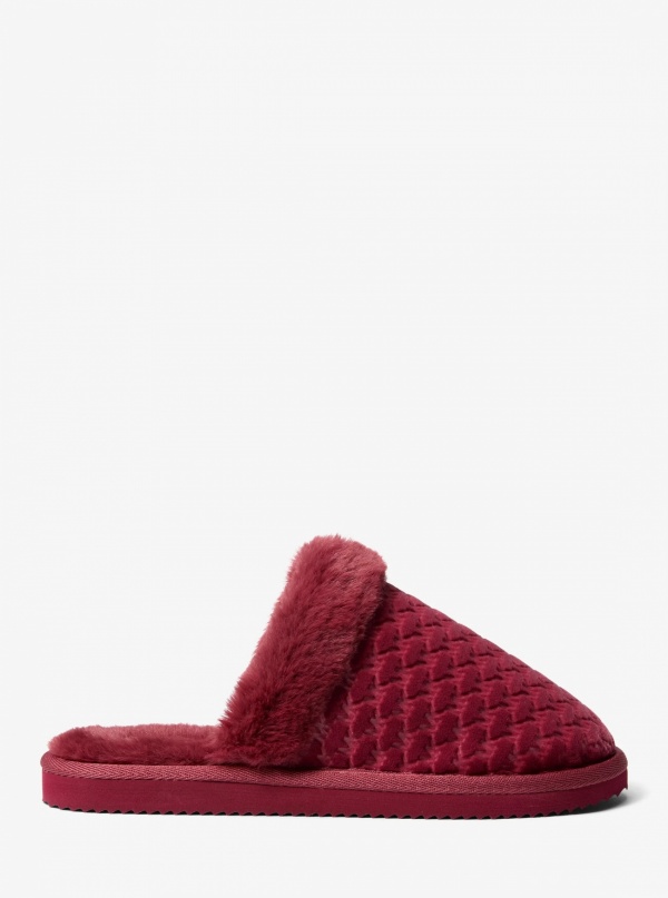 Liddy Logo Debossed Velvet and Faux Fur Slipper