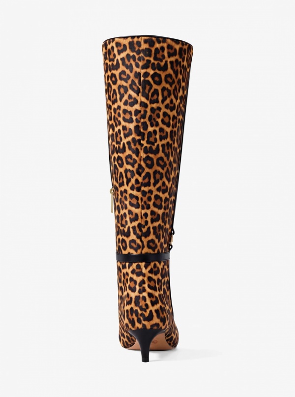 Nalia Leopard Print Calf Hair Kitten Heel Boot