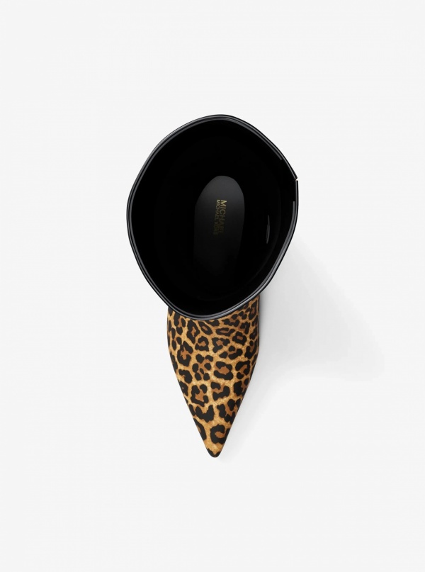 Nalia Leopard Print Calf Hair Kitten Heel Boot