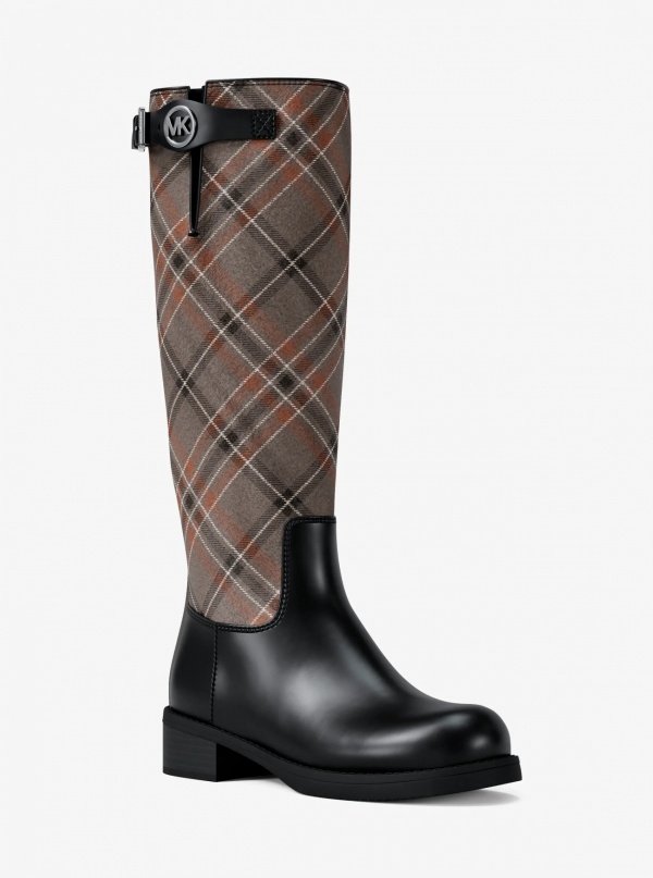 Royce Plaid Print Wool Blend Riding Boot