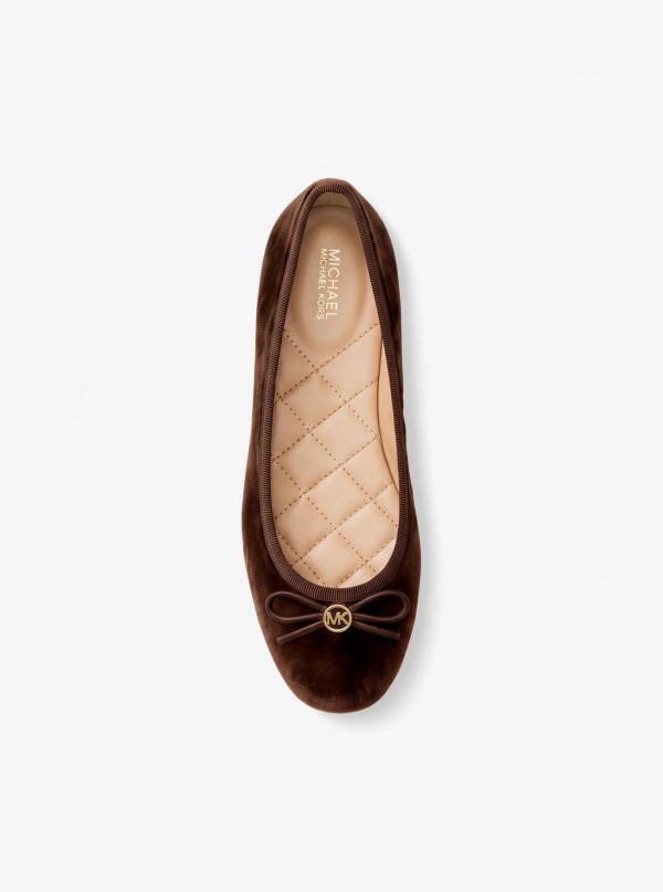 Savannah Logo Debossed Velvet Ballet Flat