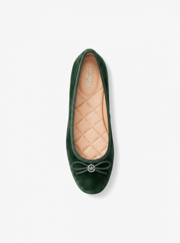Savannah Logo Debossed Velvet Ballet Flat