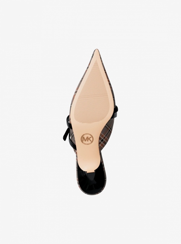 Yvette Plaid Print Kitten Mule