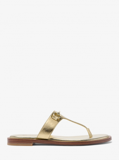 MICHAEL Michael Kors Carson Crackled Metallic Leather Sandal