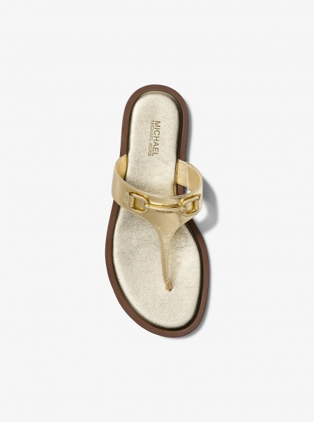 MICHAEL Michael Kors Carson Crackled Metallic Leather Sandal
